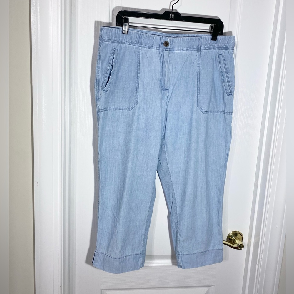 Y2K VTG Chico's Chambray High Waist Cropped Pants Blue Size 2.5P / 14 Petite